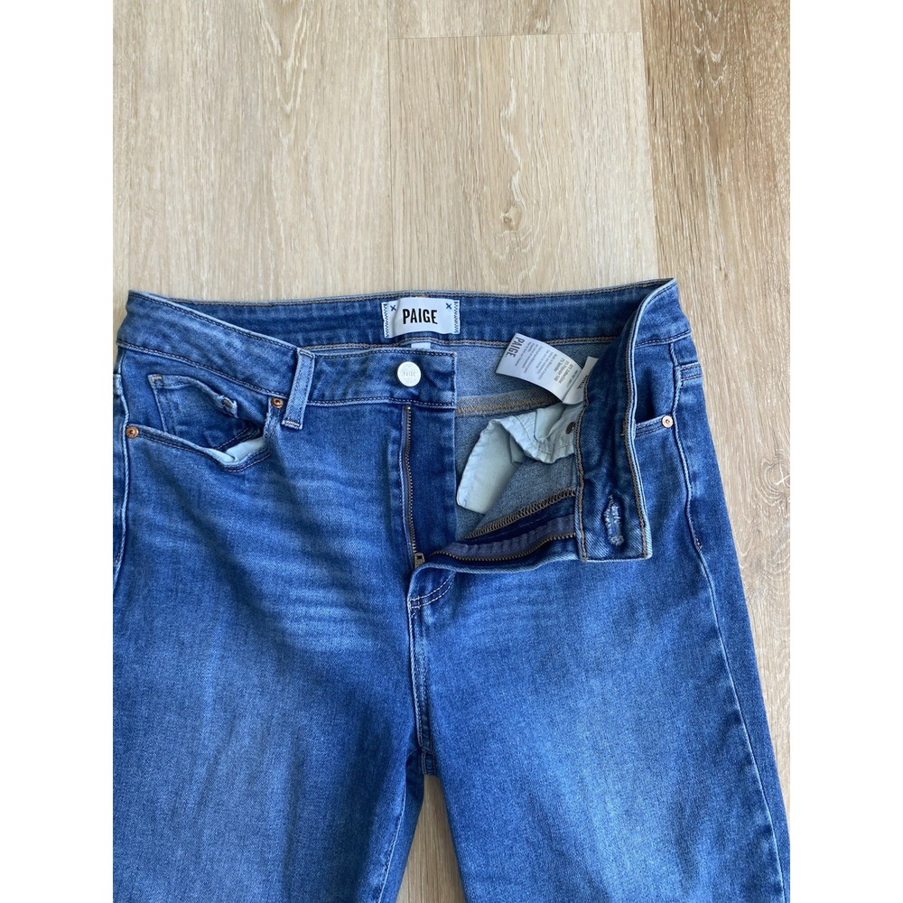 PAIGE Hoxton Ankle Transcend Vintage High Rise Skinny Jeans Raw Frayed Hem 29 - Picture 3 of 16